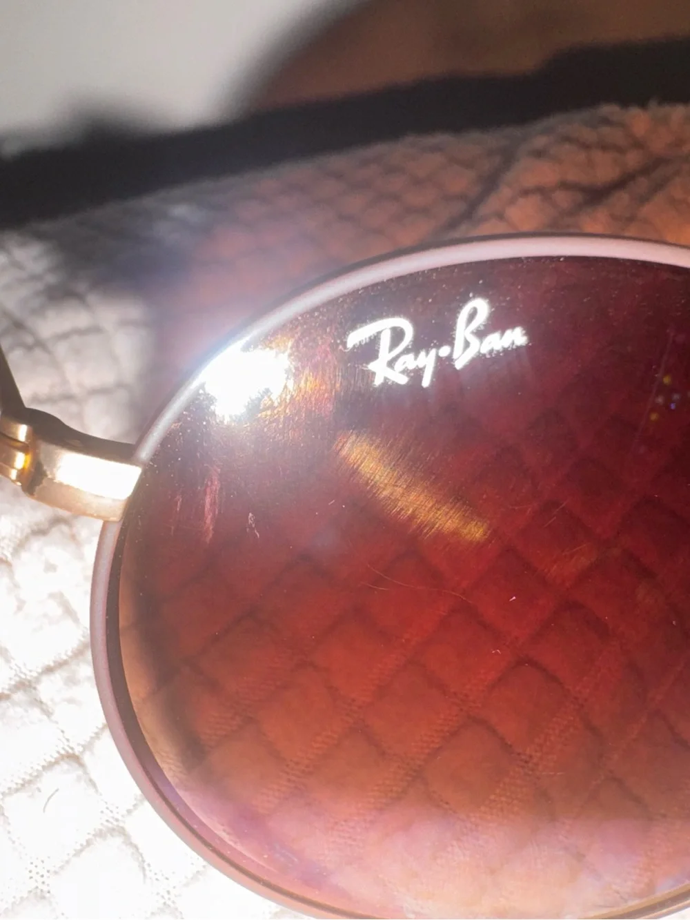 Ray-Ban Gold Frame Sunglasses with Burgundy Lenses